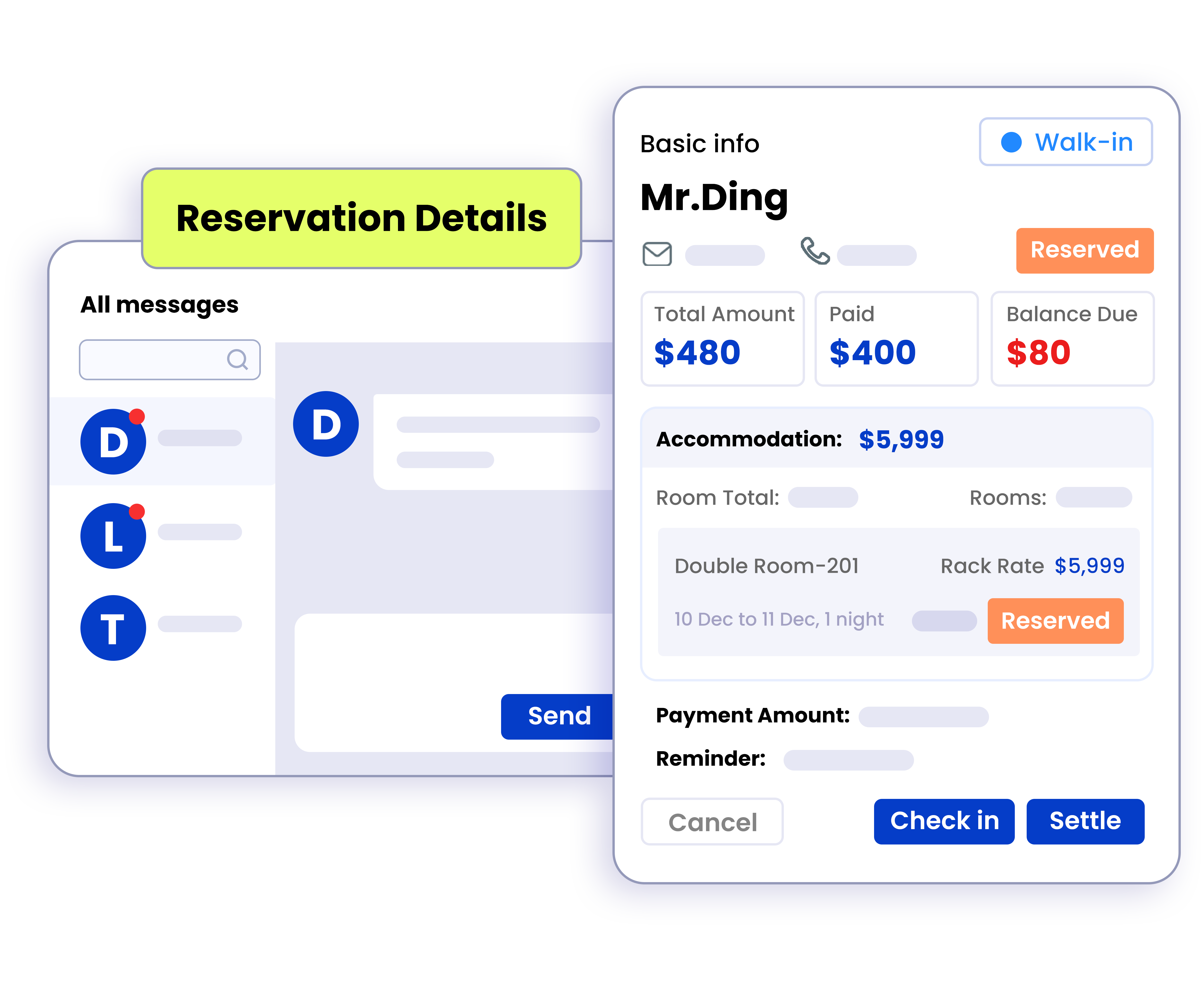 View reservation details in sidebar View reservation details in sidebar